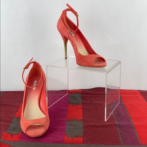 Miu Miu Coral Ankle Strap w Gold Heel
